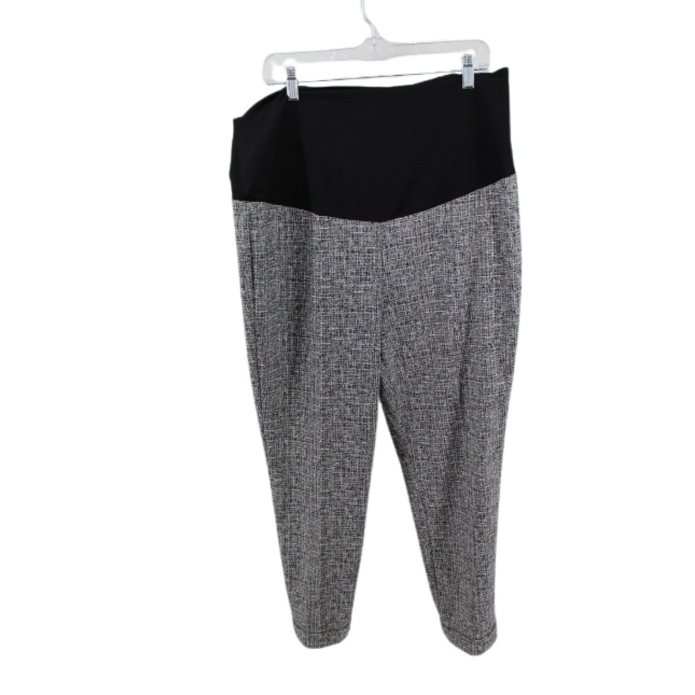 Tribal‎ Maternity Pants 16 Black White Plaid Ankle Stretch Career Work